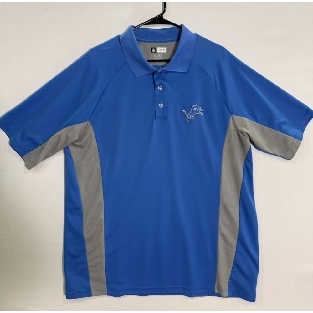 Detroit Lions Polo Shirt Mens XL Blue NFL Football Team Apparel Short Sleeve